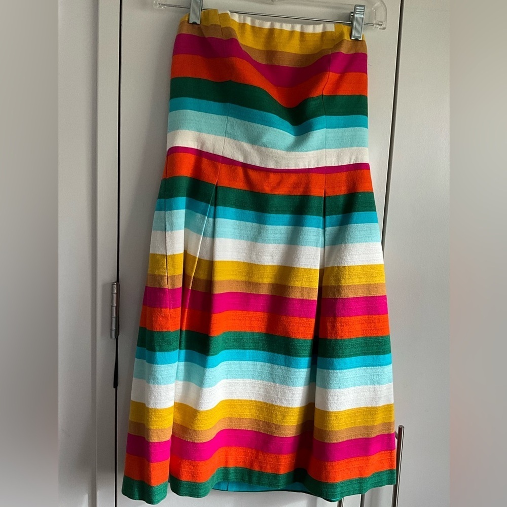 Trina Turk Y2K Rainbow Stripe Strapless Fit & Flare Dress Sz 2 MSRP $189 - Picture 4 of 13